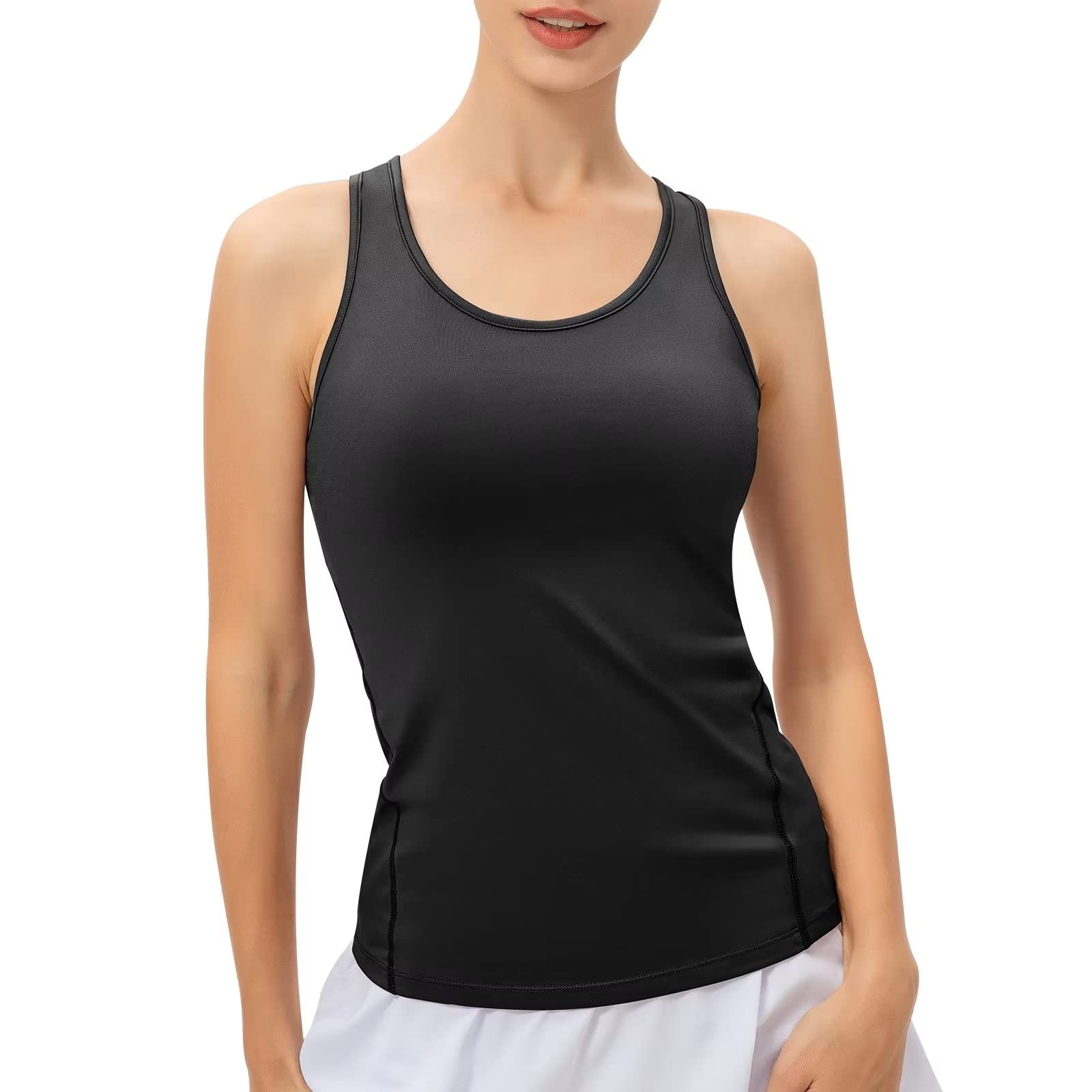 【送料無料】[Muxuryee] タンクトップ レディース スポーツインナー コンプレッションインナー キャミソール アンダーシャツト レーニングウェア 吸汗速乾 接触冷感 色：ブラック、サイズ：M