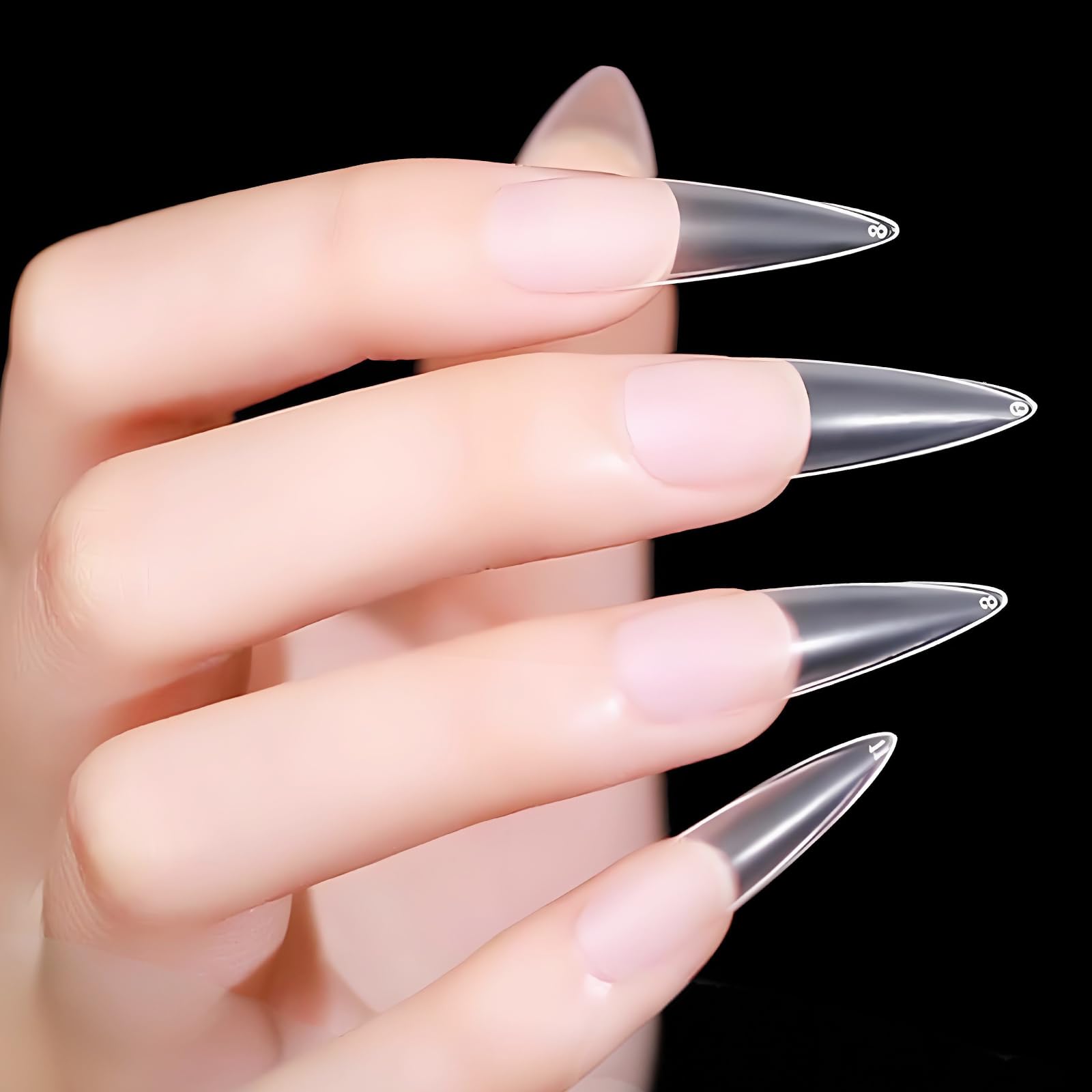 【送料無料】YINKE ネイルチップ 超薄 ロング クリア サンディング 自然なフィット感 つけ爪 10サイズ ..