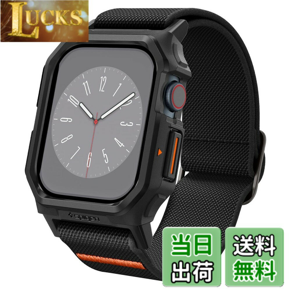 【送料無料】Spigen Apple Watch 10 46mm ケース AppleWatch10 対応 ケース バンド 一体型 コンパチブル ソロループ スポーツ 調整可能 ファブリック ライト・フィット・プロ ACS08609 (マットブラック)