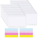 【送料無料】Getrays 15個 A6 バインダーポケットとラベルシール、防水 PVC ジッパーフォルダー ルーズリーフバッグ 予算バインダー用、半透明 6穴 現金封筒 ファイリングバッグ ために レシート 書類 伝票 名刺 手帳カバー