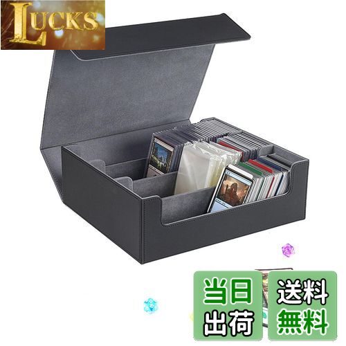 【送料無料】DFsucces デッキケース マグネット式 トレカケース 1800枚収納 大容量 PUレザー製 標準ゲームカード用PUレザーキャビネット 硬質ケース 防水 (ブラック)