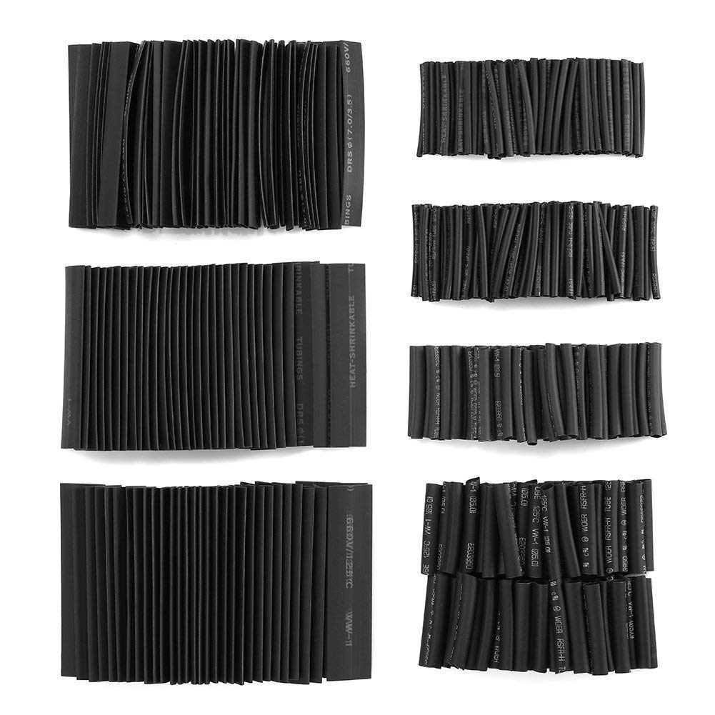 【送料無料】熱収縮チューブ 絶縁チューブ 防水 高難燃性 収縮 チューブ ブラック Φ1mm〜14mm (127ピー..