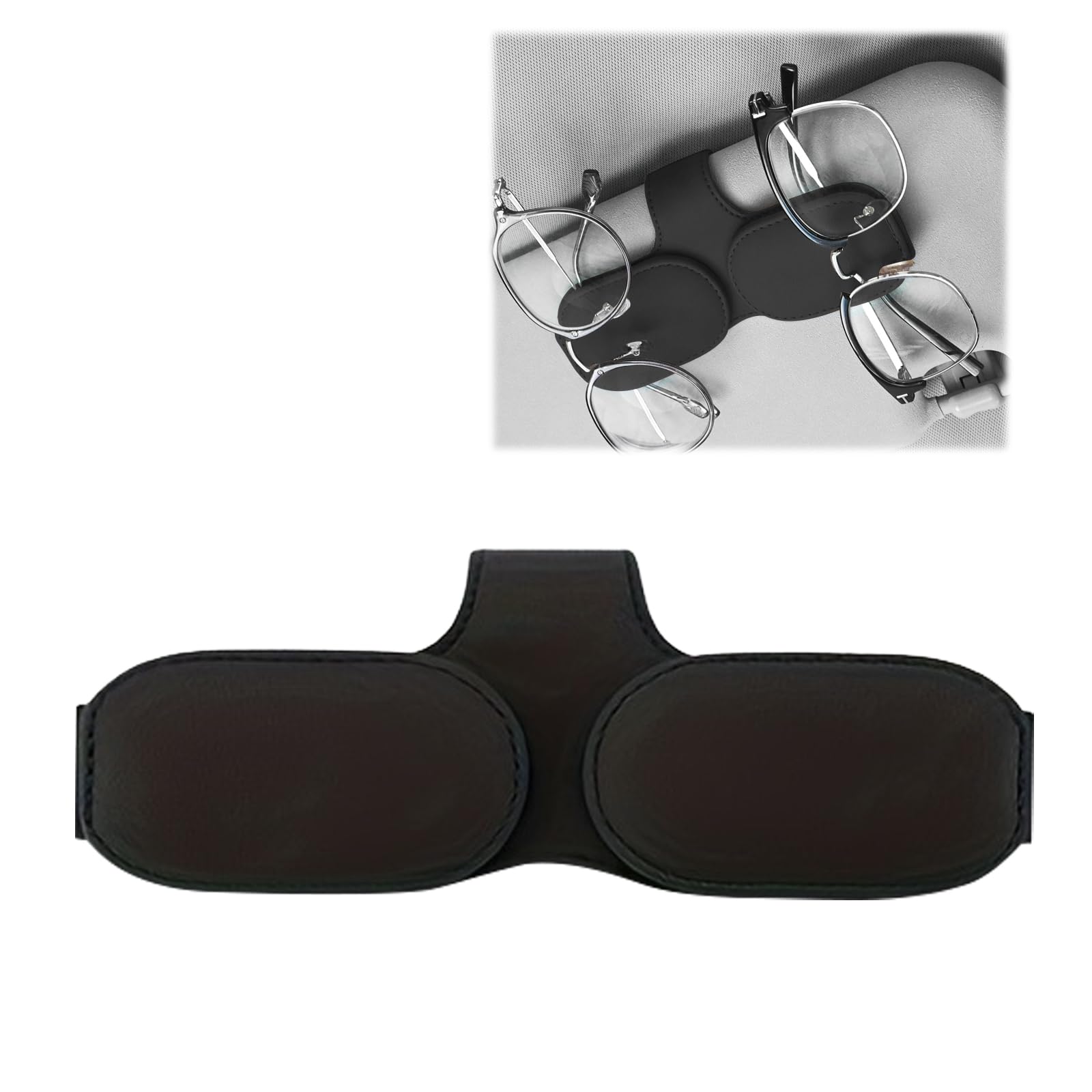 【送料無料】【雲見】車 サングラスホルダー レザー 取り付け簡単 車載サングラス収納 カードホルダー ..