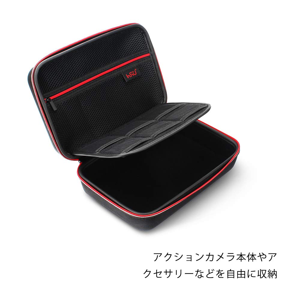 【送料無料】HSU ゴープロ ケース 自由DIY収納ケース 自由な仕切り GoPro Hero13/12/11/10/9/8/7/6/5、DJI 、Insta360全般対応のアクションカメラ ガジェット周辺小物用収納ポーチ バッテリー対応スロット 大容量 撥水加工 clickworks-10168197 LUCKS サンプル画像2