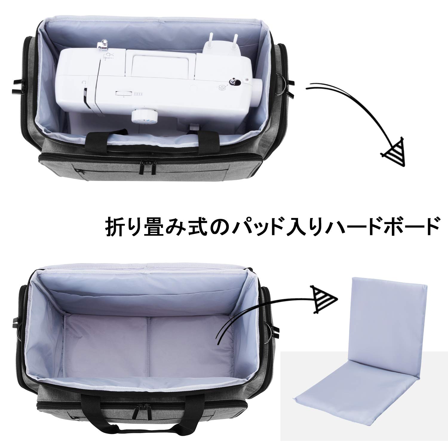 【送料無料】Luxja ミシンケース ハードボード付き 裁縫道具もまとめて収納 クッシ...