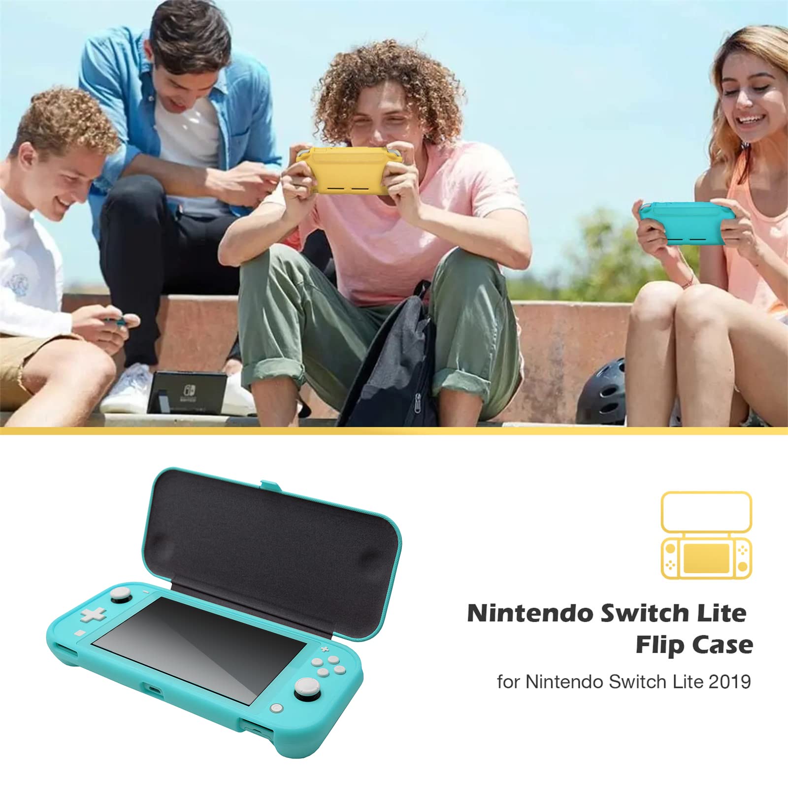 LUCKSの【送料無料】ProCase スイッチライト フリップケース [ガラス2枚付き] スリム クリアソフトTPU カバー 耐衝撃 保護カバー 対応機種： スイッチライト 2019 −トルコ｜アングル3