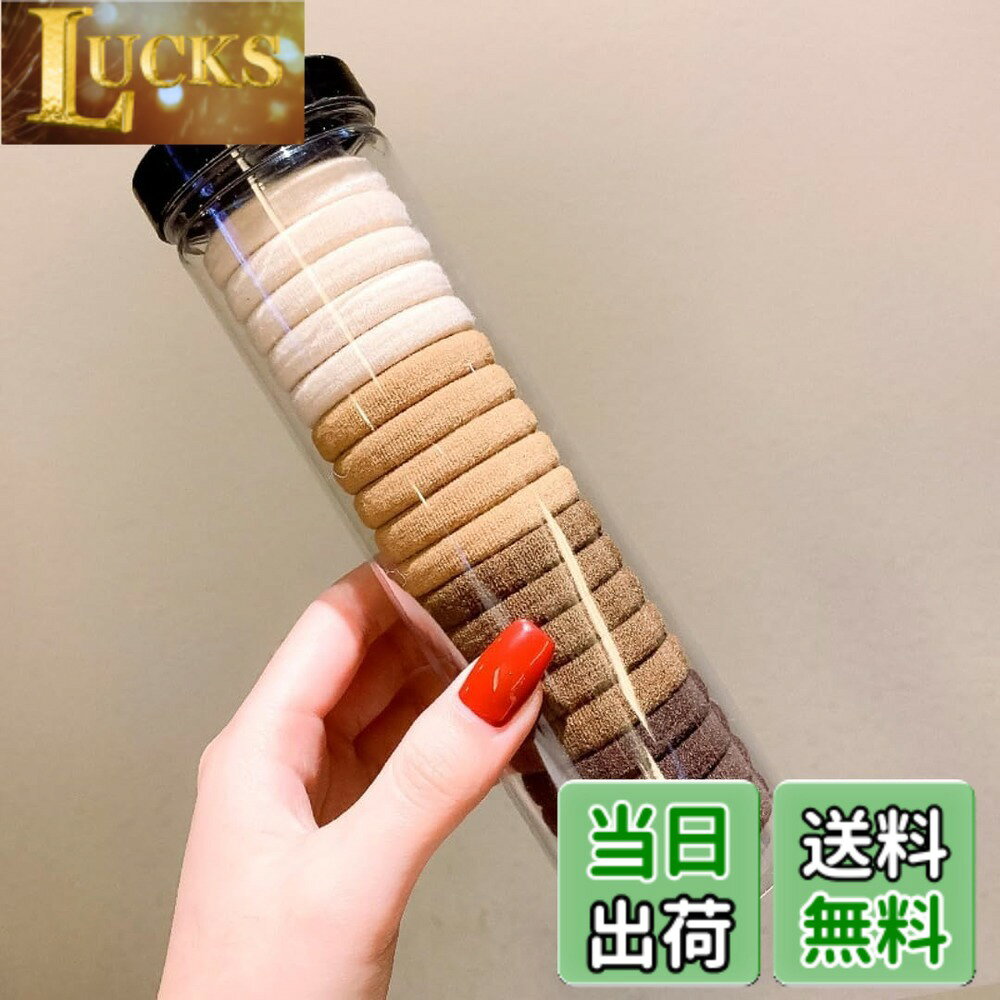 【送料無料】LZBRDY 20個 缶詰の無接ゴムエ 女性用 高弾力 耐久性 髪を傷つけない 黒色ヘアゴム 色：FD1002、サイズ：ミディアム