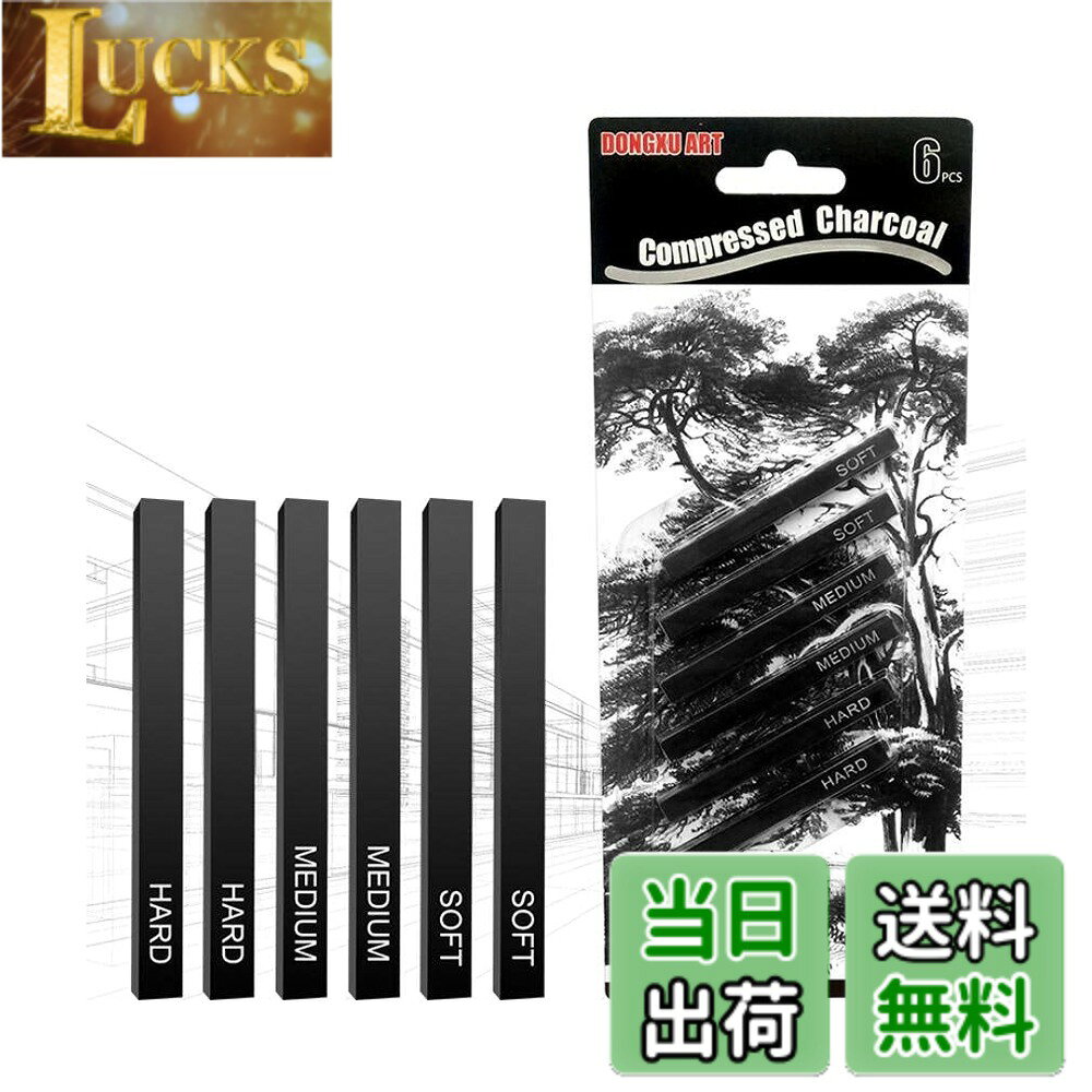【送料無料】Speed mao デッサン スケッチ 用 画材 木炭 スティック 筆 6本セット BLACK 色：ブラック、サイズ：約6.3cm