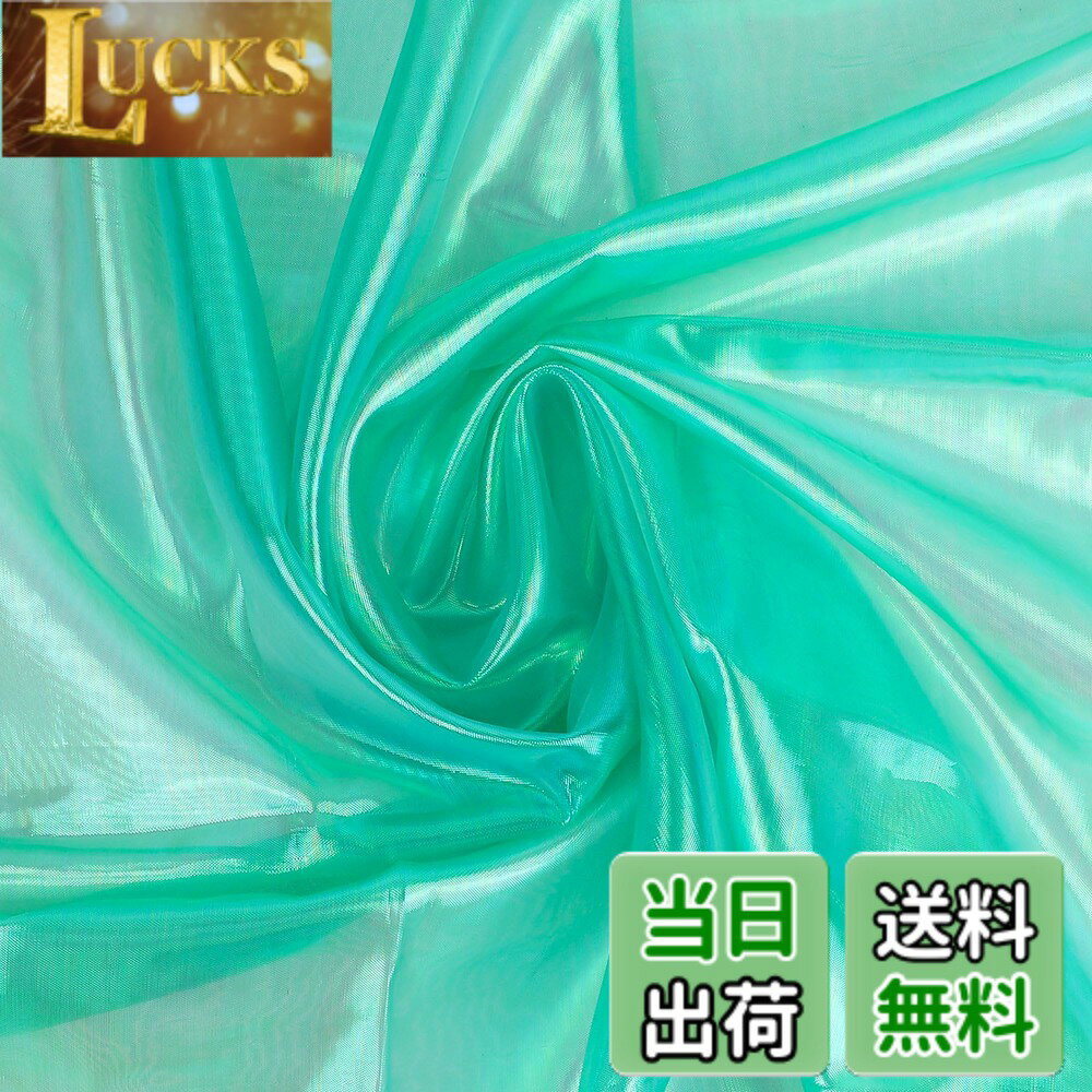 乐天商城 - 【送料無料】DERAYEE オーガンジー 生地 輝き グラデーション 透明 約145cmx200cmカット 織物 薄手 肌触りの良い 選べる19色 風通し キラキラ 手作り DIY 裁縫 手芸 贈り物 色：グリーン、サイズ：2M