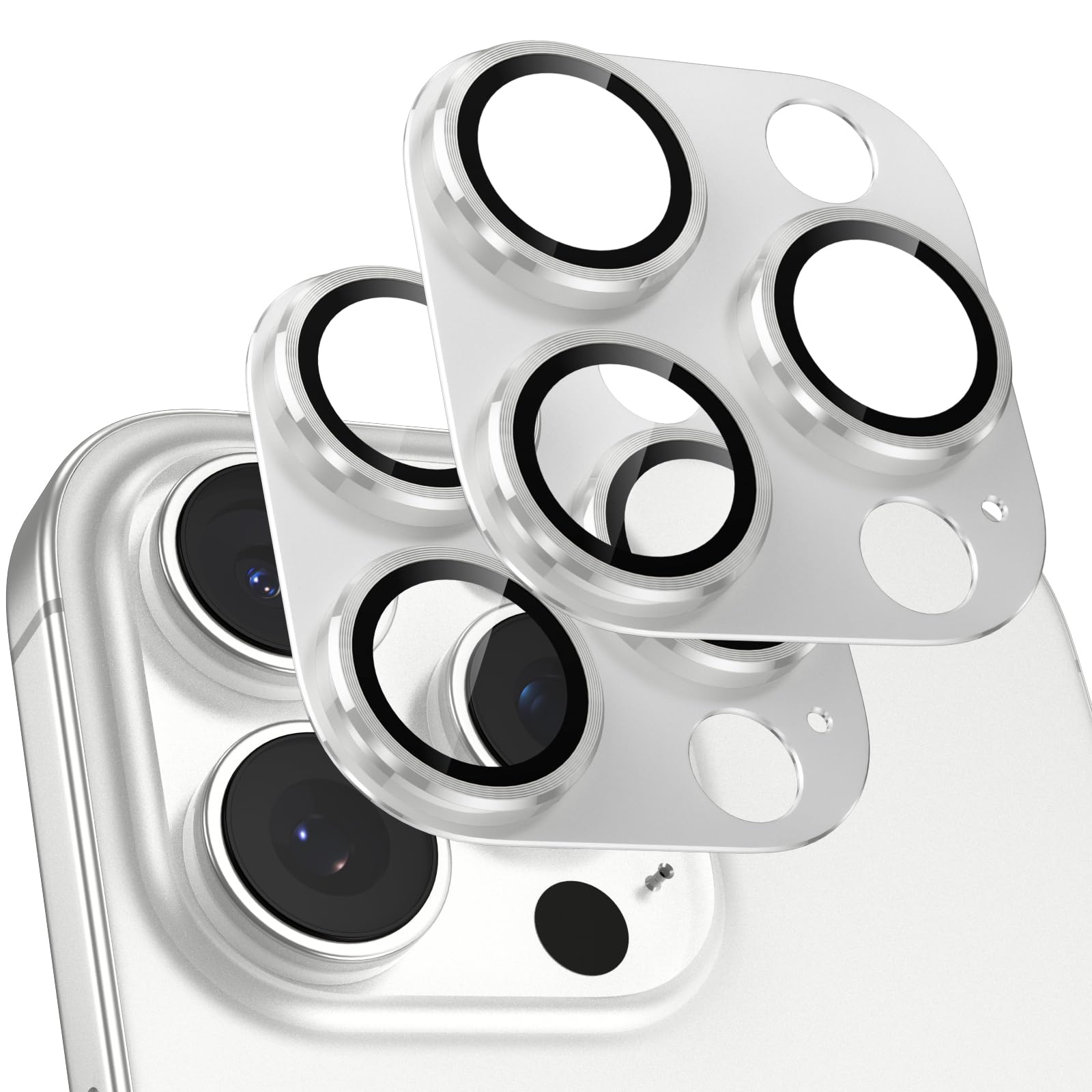 Rakuten - 【送料無料】「2枚セット」カメラフィルム iPhone 16 /16 Plus /16Pro /16Pro Max/17/Air/17Pro/17 Pro Max用 カメラ保護 全面保護 黒縁取り 超高透過率 レンズカバー 耐衝撃 9H強化ガラス カメラカバー 色：ホワイトチタニウム、サイズ：対応iPhone 16Pro/16Pro Max