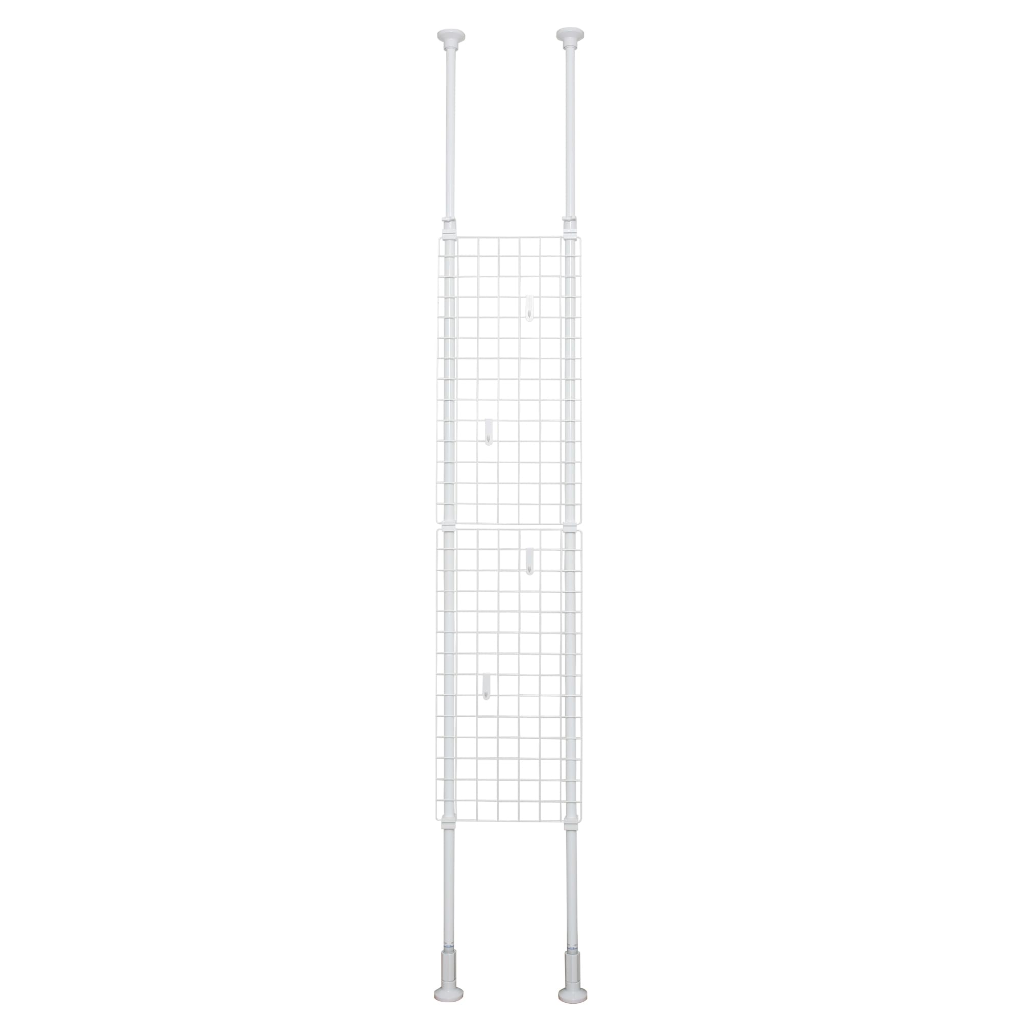 【送料無料】HEIAN SHINDO つっぱりハンガーラック 2段 色：ホワイト、サイズ：間仕切りネット 幅35cm