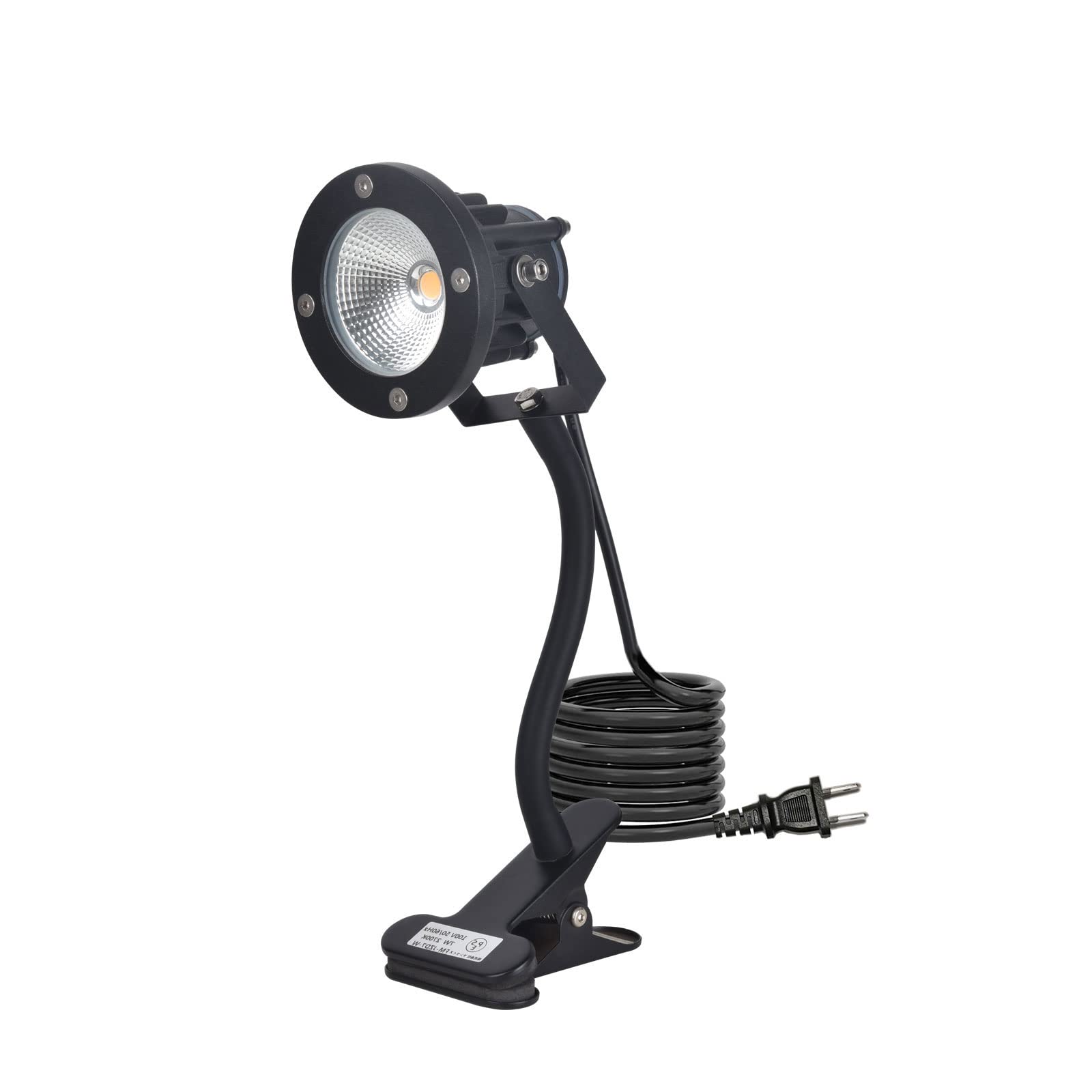 Rakuten - 【送料無料】LEDクリップライト 12W 防水 電球色 2700K スポットライト 屋外 店舗用 照明 3m 防雨 コード付き 看板照明 作業用ライト 屋外・屋内兼用 六角レンチ付き 2個セット （クリップライト 電球色 ） 色：フレキシブルアーム 昼光色 1個