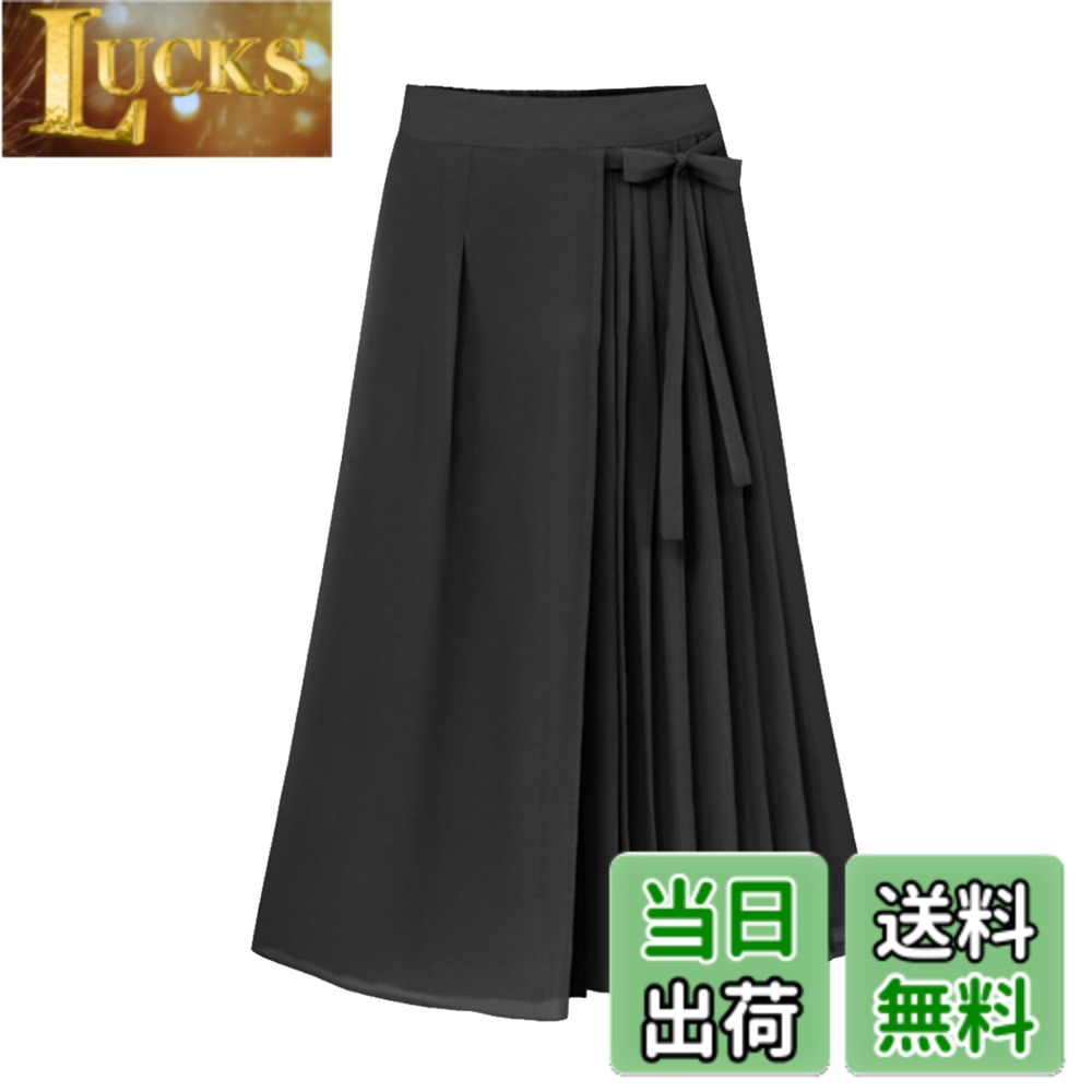 樂天商城 - 【送料無料】[RoyzTocz] ワイドパンツ ガウチョパンツ レディース スカーチョ シフォン プリーツ スカートパンツ 裏地あり 涼しけ 無地 春 夏 秋 ロング 体型カバー プリーツパンツ 色：ブラック、サイズ：XL