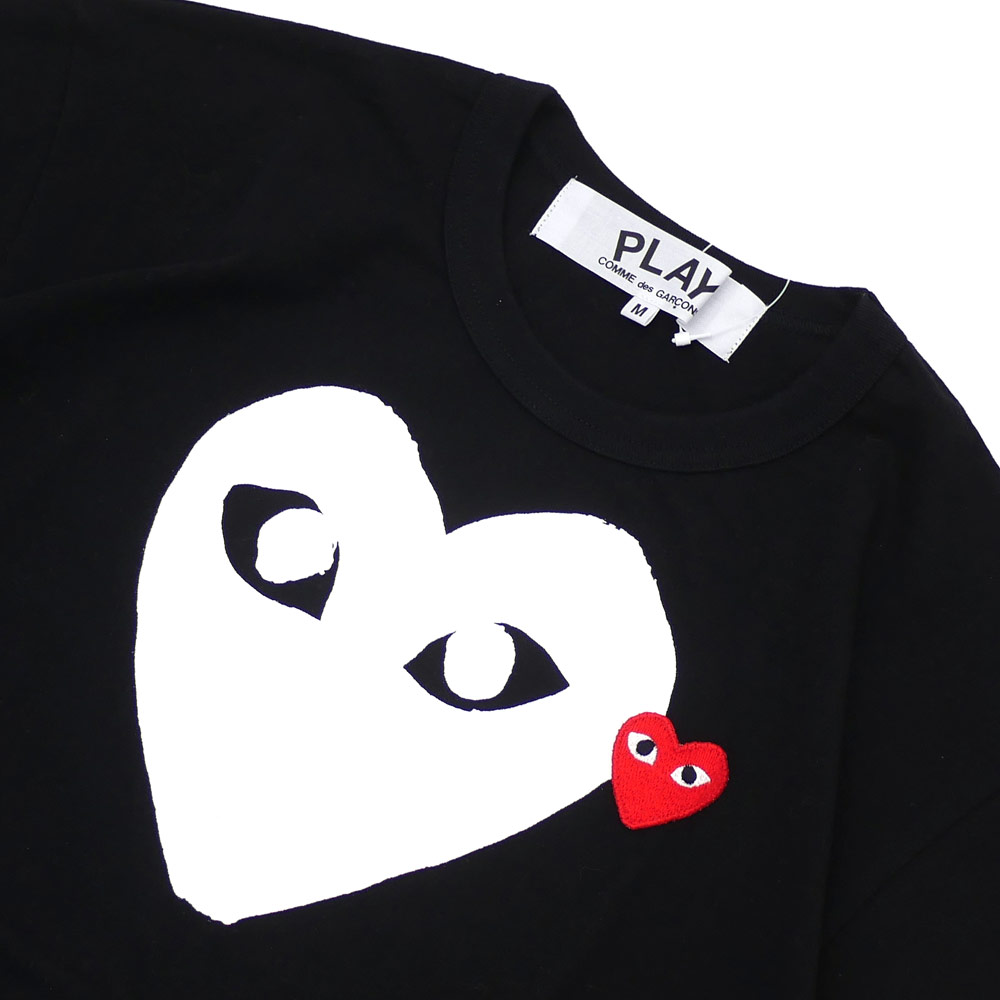 PLAY COMME des GARCONS プレイ コムデギャルソン WHITE HEART RED WAPPEN TEE Tシャツ BLACK 200007734041x【新品】 半袖Tシャツ