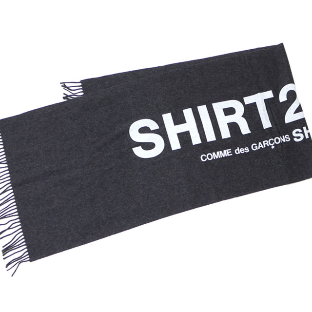 正規品 本物保証 新品 コムデギャルソン シャツ COMME des GARCONS SHIRT wool cloth on logo print マフラー ストール GRAY グレー 灰色 メンズ レディース グッズ