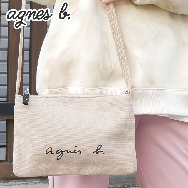 アニエスベー サコッシュ レディース 正規品・本物保証 新品 アニエスベー ボヤージュ agnes b. VOYAGE ロゴ サコッシュ BEIGE ベージュ メンズ レディース グッズ