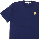 コム デ ギャルソン 正規品・本物保証 新品 プレイ コムデギャルソン PLAY COMME des GARCONS MENS GOLD HEART ONE POINT TEE Tシャツ NAVYxGOLD メンズ 半袖Tシャツ