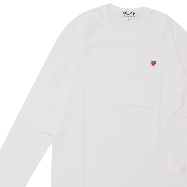 正規品・本物保証 新品 プレイ コムデギャルソン PLAY COMME des GARCONS SMALL RED HEART L/S TEE 長袖Tシャツ WHITE ホワイト メンズ TOPS
