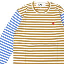 正規品 本物保証 新品 プレイ コムデギャルソン PLAY COMME des GARCONS MENS Small Red Heart Striped L/S T-Shirt 長袖Tシャツ OLIVExBLUE メンズ TOPS