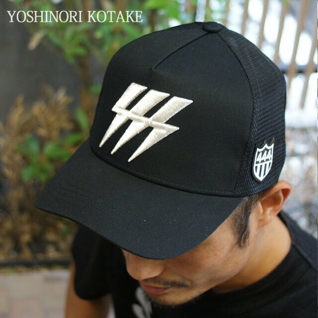 正規品 本物保証 新品 ヨシノリコタケ YOSHINORI KOTAKE x バーニーズ ニューヨーク BARNEYS NEWYORK BLACK LINE THUNDER LOGO MESH CAP キャップ BLACKxSILVER メンズ ヘッドウェア