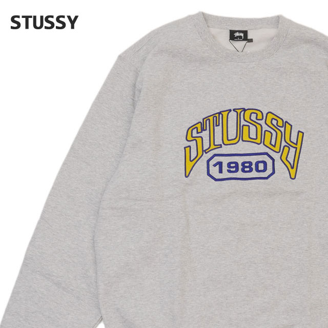 正規品・本物保証 新品 ステューシー STUSSY Stussy Tackle Twill Applique クルースウェット ASH HEATHER アッシュヘザー メンズ SWT/HOODY