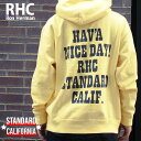 正規品 本物保証 新品 ロンハーマン RHC Ron Herman x スタンダードカリフォルニア STANDARD CALIFORNIA US Cotton HAND Logo Hoodie パーカー YELLOW イエロー 黄色 メンズ 新作 SWT/HOODY