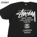 ステューシー ペアTシャツ 正規品・本物保証 新品 ステューシー STUSSY WORLD TOUR TEE Tシャツ BLACK ブラック 黒 メンズ 半袖Tシャツ