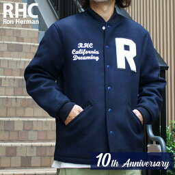 ロンハーマン 正規品・本物保証 【RHC日本上陸10周年記念】 新品 ロンハーマン RHC Ron Herman x スタンダードカリフォルニア STANDARD CALIFORNIA Varsity Jacket バーシティー ジャケット スタジャン NAVY ネイビー 新作 OUTER