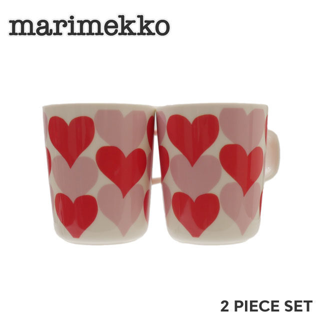 正規品・本物保証 新品 マリメッコ Marimekko Sydamet シュダメット マグカップ ペア 2個セット WHITE/TOMATO RED/LIGHT PINK レディース グッズ