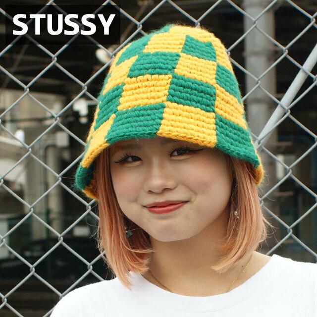 正規品・本物保証 新品 ステューシー STUSSY CHECKER KNIT BUCKET HAT バケット ハット EVERGREEN メンズ 新作 ヘッドウェア