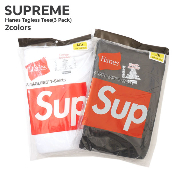 楽天CliffEdgeR正規品・本物保証 新品 シュプリーム SUPREME x ヘインズ Hanes Tagless Tees（3 Pack） Tシャツ 3枚セット メンズ レディース 新作 ストリート スケート スケーター 半袖Tシャツ