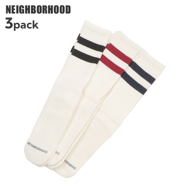 楽天CliffEdgeR正規品・本物保証 新品 ネイバーフッド NEIGHBORHOOD CLASSIC 3PAC SOCKS クラシック 3枚パック セット ソックス 靴下 メンズ HOODS モーターサイクル ミリタリー バイカー 滝沢伸介 グッズ