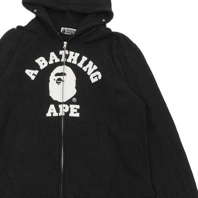 正規品 本物保証 ア ベイシング エイプ A BATHING APE COLLEGE LOGO ZIP HOODIE カレッジロゴ ジップ フーディー スウェット パーカー メンズ【中古】BAPE ベイプ (SWT/HOODY)