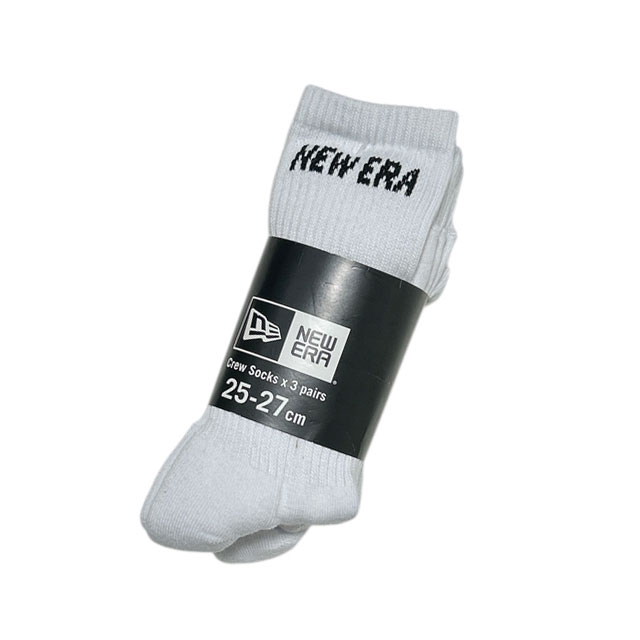 楽天CliffEdgeR正規品・本物保証 新品 ニューエラ NEW ERA SOCKS CREW 3PAIRS ソックス 靴下 WHITE メンズ サイズ 25-27cm 12674027 （グッズ）
