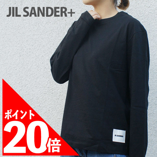 [期間限定ポイント20倍！] 新品 ジルサンダー+ JIL SANDER+ オーガニックコットン 長袖Tシャツ BLACK ブラック 黒 メンズ レディース TOPS