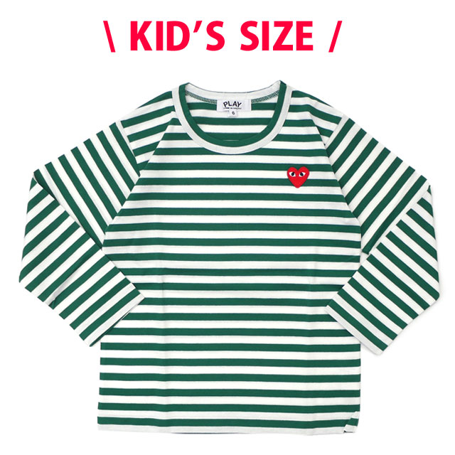  プレイ コムデギャルソン PLAY COMME des GARCONS KIDS BORDER LS TEE 長袖Tシャツ GREEN グリーン 緑 キッズ  202000991525