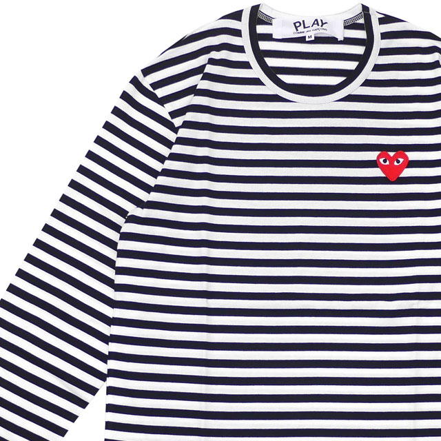 コム デ ギャルソン 【月間優良ショップ7度受賞】 プレイ コムデギャルソン PLAY COMME des GARCONS MENS BORDER RED HEART LS TEE 長袖Tシャツ BLACK ブラック 黒 メンズ 【新品】 202000940041