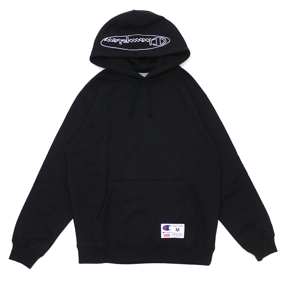 supreme x champion hooded sweatshirt black