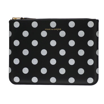 【2022年3月4月度 2ヶ月連続月間優良ショップ受賞】新品 コムデギャルソン Wallet COMME des GARCONS POLKA DOTS PRINTED Pouch クラッチバッグ ポーチ BLACKブラック 黒 メンズ レディース 39ショップ