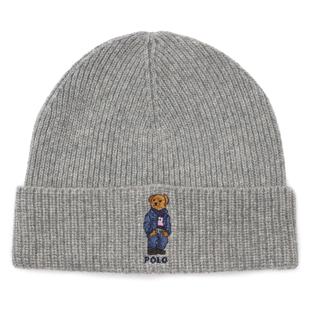 【2022年3月4月度 2ヶ月連続月間優良ショップ受賞】新品 ポロ ラルフローレン POLO RALPH LAUREN POLO BEAR KNIT HAT ニットキャップ GREY グレー 灰 メンズ 39ショップ