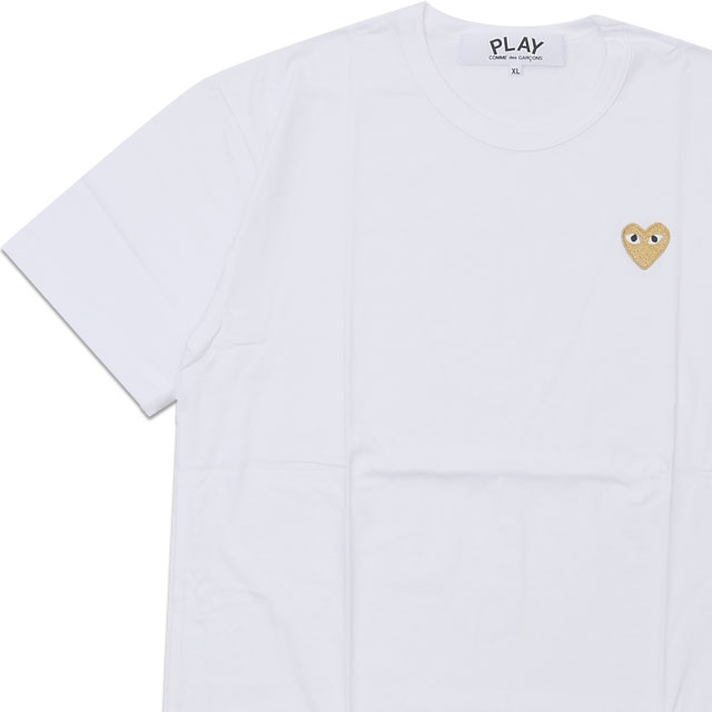 コム デ ギャルソン 【月間優良ショップ7度受賞】 新品 プレイ コムデギャルソン PLAY COMME des GARCONS MENS GOLD HEART ONE POINT TEE Tシャツ WHITExGOLD メンズ ETN122