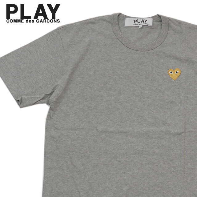  新品 プレイ コムデギャルソン PLAY COMME des GARCONS MENS GOLD HEART ONE POINT TEE Tシャツ GRAYxGOLD メンズ ETN122