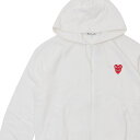 【月間優良ショップ7度受賞】 新品 プレイ コムデギャルソン PLAY COMME des GARCONS MENS Double Red Heart Zip Hooded Sweatshirt パーカー WHITE ホワイト 白 メンズ