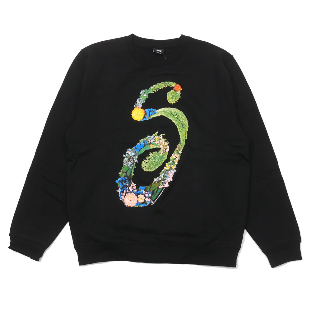 【月間優良ショップ7度受賞】 新品 ステューシー STUSSY Floral S Crew クルースウェット BLACK ブラック 黒 メンズ