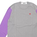 コム デ ギャルソン 【月間優良ショップ7度受賞】 新品 プレイ コムデギャルソン PLAY COMME des GARCONS MENS Small Red Heart Coloured L/S T-Shirt 長袖Tシャツ GRAYxPURPLE メンズ 新作