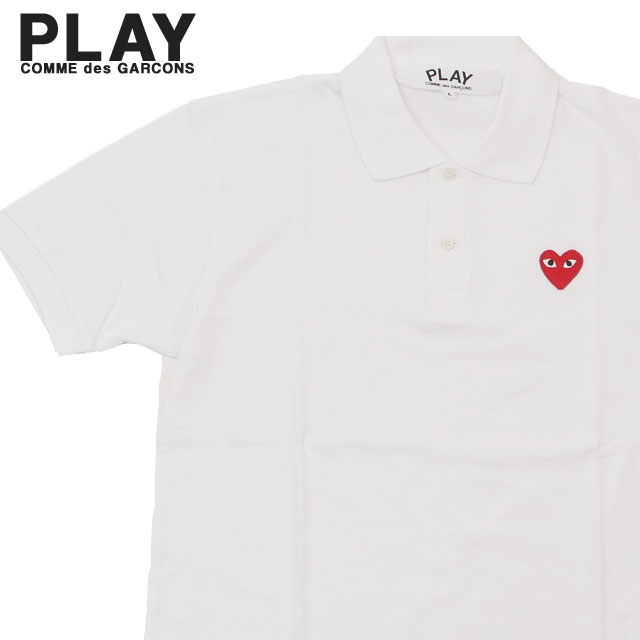  新品 プレイ コムデギャルソン PLAY COMME des GARCONS MENS RED HEART POLO SHIRT ポロシャツ WHITExRED メンズ 新作