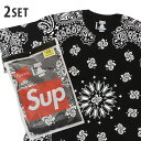 シュプリーム 【月間優良ショップ7度受賞】 新品 シュプリーム SUPREME x ヘインズ Hanes Bandana Tagless Tee 2-pack Tシャツ 2枚セット BLACK ブラック 黒 メンズ レディース 新作