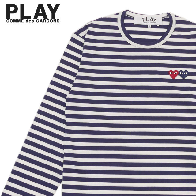  新品 プレイ コムデギャルソン PLAY COMME des GARCONS MENS BORDER 2HEART L/S TEE 長袖Tシャツ NAVY ネイビー 紺 メンズ 新作