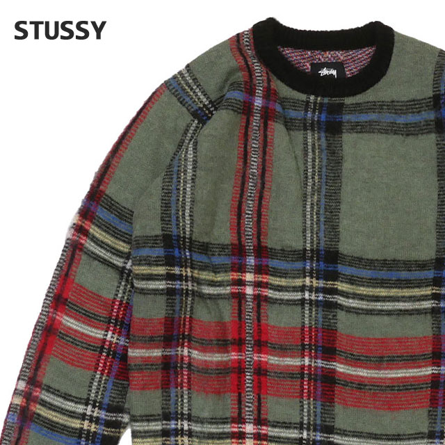 【月間優良ショップ7度受賞】 新品 ステューシー STUSSY Plaid Mohair Sweater プレイド モヘア セーター GREEN グリーン メンズ