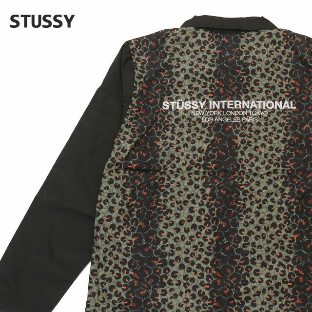 ステューシー ジャケット メンズ 【月間優良ショップ7度受賞】 新品 ステューシー STUSSY Leopard Panel Jacket レオパード パネル ジャケット BLACK ブラック メンズ